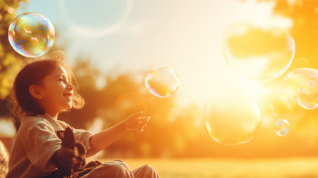 Joyful Kids at Play: Embracing  Childhood Bliss. Generative AIの素材