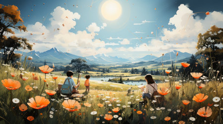 Joyful Kids at Play: Embracing  Childhood Bliss. Generative AIの素材