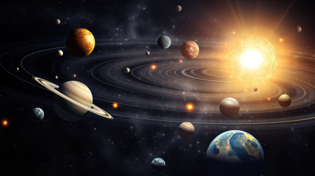Surreal Solar System: A Celestial  Canvas of Wonders and Imagination. Generative AIの素材