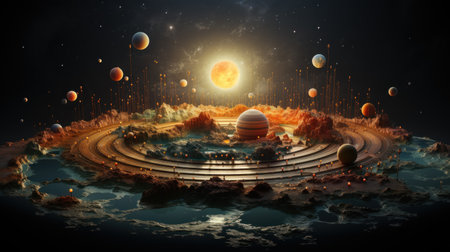 Surreal Solar System: A Celestial  Canvas of Wonders and Imagination. Generative AIの素材