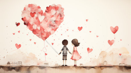 Illustrating Love: Vibrant Colors and Artistic Strokes Paint the  Essence of Affection. Generative AIの素材