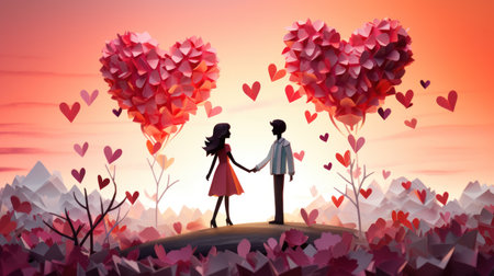 Illustrating Love: Vibrant Colors and Artistic Strokes Paint the  Essence of Affection. Generative AIの素材