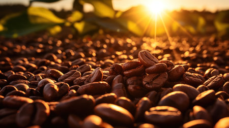 Aromatic Elixirs Unveiled: Coffee  Beans' Journey from Plantation to Cup. Generative AIの素材