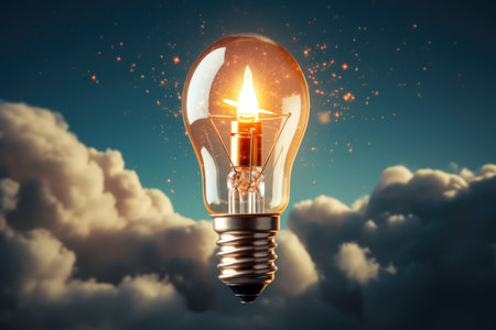 Illuminating Ideas: Lamps  Portraying Concepts in Cloud-infused Layout. Generative AIの素材