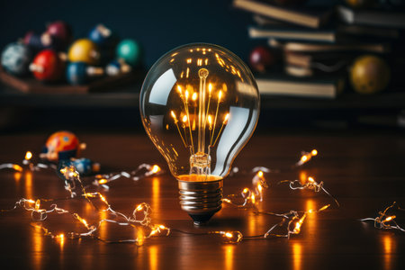 Illuminating Ideas: Lamps  Symbolizing Creativity in Flat Layout. Generative AIの素材