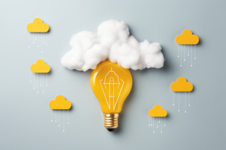 Illuminating Ideas: Lamps  Symbolizing Creativity in Flat Layout. Generative AIの素材