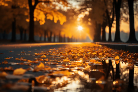 Autumn-Themed  Background: A Picturesque  Seasonal Setting. Generative AIの素材