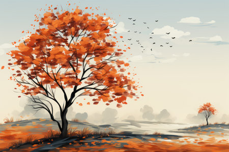 Autumn-Themed  Background: A Picturesque  Seasonal Setting. Generative AIの素材