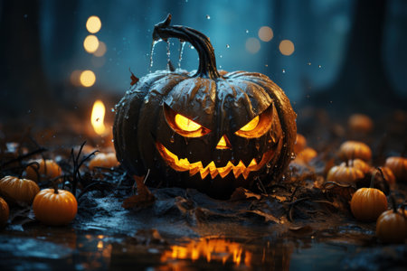 Halloween-Themed Background: Spooky Seasonal  Delights. Generative AIの素材