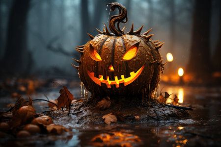 Halloween-Themed Background: Spooky Seasonal  Delights. Generative AIの素材