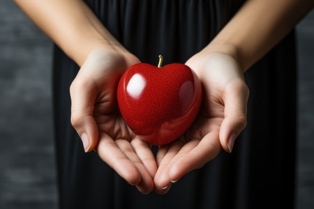 Doctor in lab coat holding  heart with both hands. Generative Aiの素材