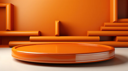 Radiant Elegance: Minimalist Orange Backdrop for Cosmetic  Delights. Generative AIの素材
