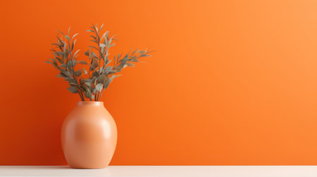 Radiant Elegance: Minimalist Orange Backdrop for Cosmetic  Delights. Generative AIの素材