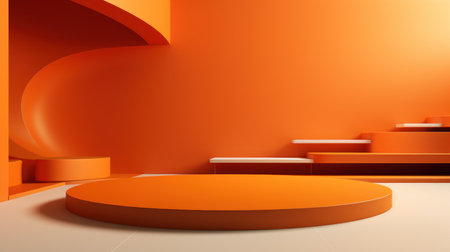 Radiant Elegance: Minimalist Orange Backdrop for Cosmetic  Delights. Generative AIの素材
