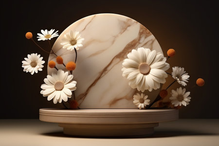 Products display podium with  nature elegant background. Generative AIの素材