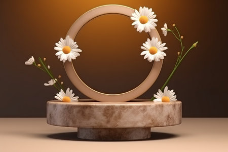 Abstract scene background. Cylinder podium on pink background. Product presentation, mock up,  show cosmetic product, Podium, stage pedestal or platform. Generative AIの素材