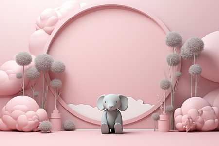 Abstract scene background. Cylinder podium on pink background. Product presentation, mock up,  show cosmetic product, Podium, stage pedestal or platform. Generative AIの素材
