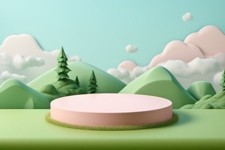 Products display podium with  nature creative background. Generative AIの素材