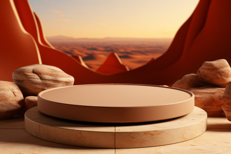 Products display podium with  nature elegant background. Generative AIの素材