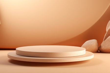 Abstract scene background. Cylinder podium on pink background. Product presentation, mock up,  show cosmetic product, Podium, stage pedestal or platform. Generative AIの素材