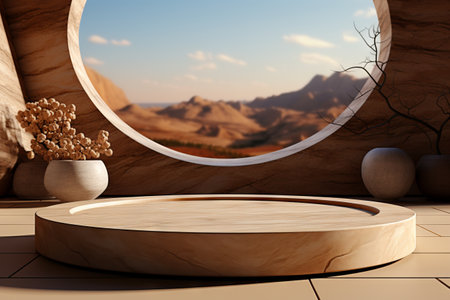 Products display podium with  nature elegant background. Generative AIの素材