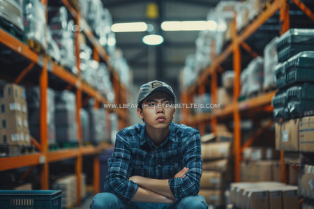 Entrepreneur feel Stressful depressed situation in factory.Unemployed Jobless  People Crisis who Recession. Generative AIの素材