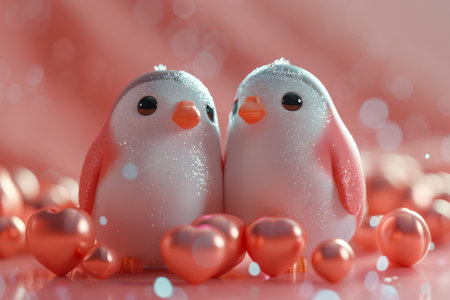 Amazing animal couple  in valentine heart. Generative AIの素材