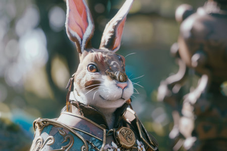 Easter bunny  wearing a costume in a fantasy world. Generative AIの素材