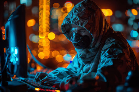 A hacker who has an  IT theme background. Generative Aiの素材