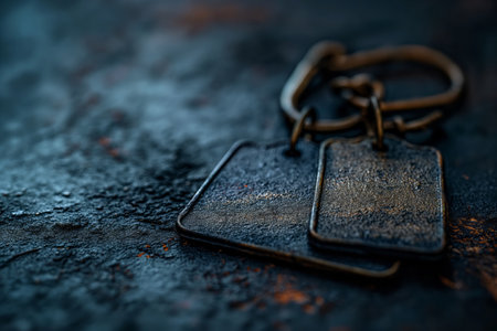 US military dog tags in the shape of  the American flag. Memorial Day for Veterans Day concept. Generative AIの素材