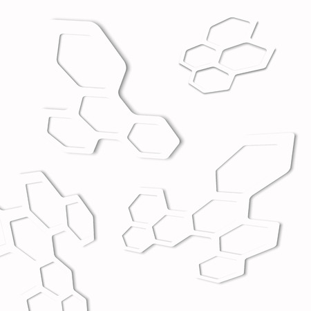 Geometric abstraction of a white honeycomb on a white background with shadowsのイラスト素材