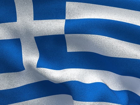 Texture of a fabric with the image of the flag of Greece, waving in the wind.の写真素材