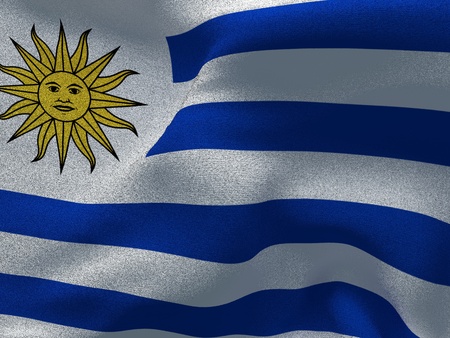 Uruguay flag on a fabric basisの写真素材