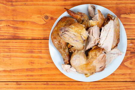 Sliced Baked Chicken Meat Served On The Plate.