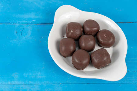 Homemade Chocolate Balls Cookies Served On The Plate.の写真素材