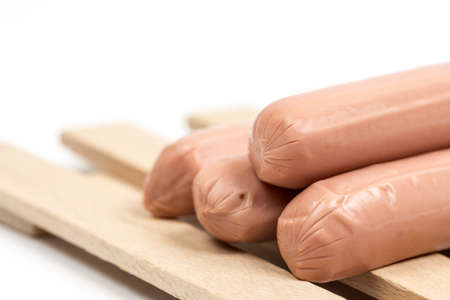 Wienerwursts hot dogs isolated over white background.の写真素材