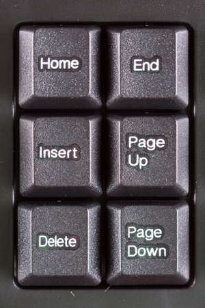 Closeup macro black unused pc keyboard keys.