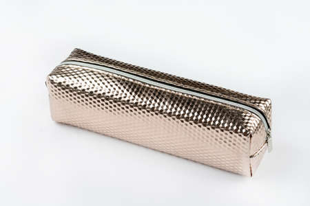 Isolated school pencil case above white background.