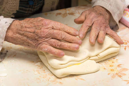 Making puff pastry on the old way.の写真素材