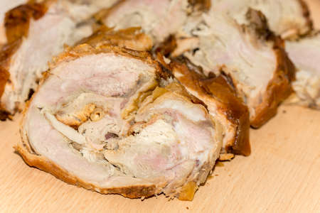 Rolled pork served on the table.の写真素材