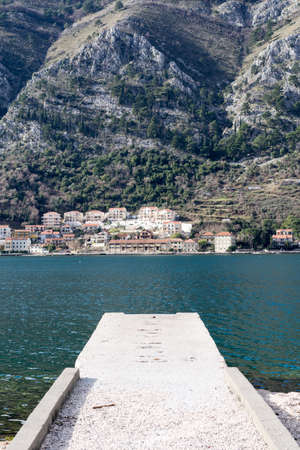 Kotor bay beach sky mountains.の写真素材