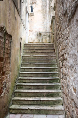 Concrete stairs in the old town of Kotor.の写真素材