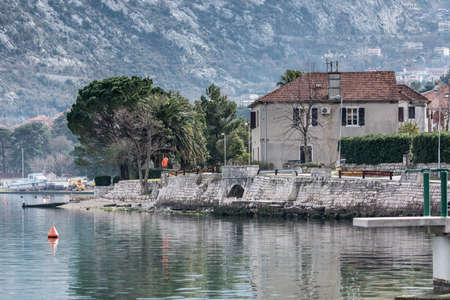 Landscape adriatic sea mountain reflections.の写真素材