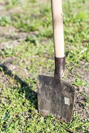Stabbed shovel into the ground.の写真素材