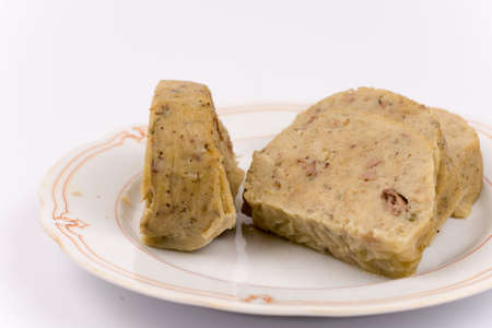 Chicken liver speciality sliced on the plate.の写真素材