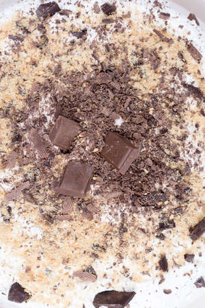 Top view of chocolate cake.