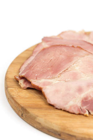 Domestic homemade cooked smoked fried ham.