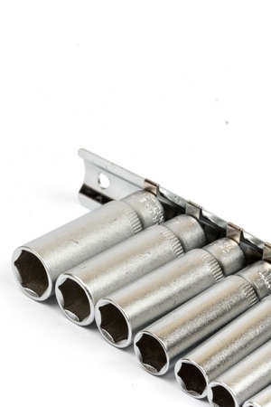 Socket tools set over white with copy space