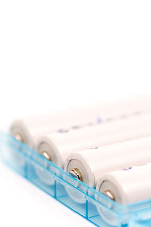 Batteries on the white backgroundの写真素材