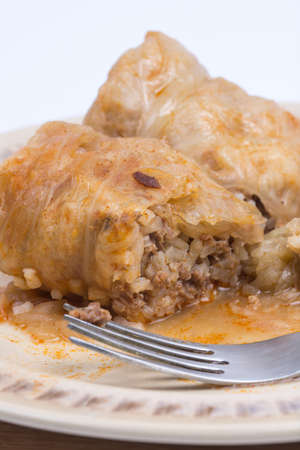 Minced meat with rice stuffed in cabbage
